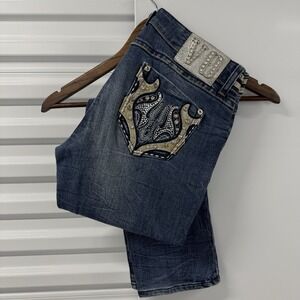 Virgin Only Jeans Womens 31 Slim Skinny Straight Rhinestone Y2K